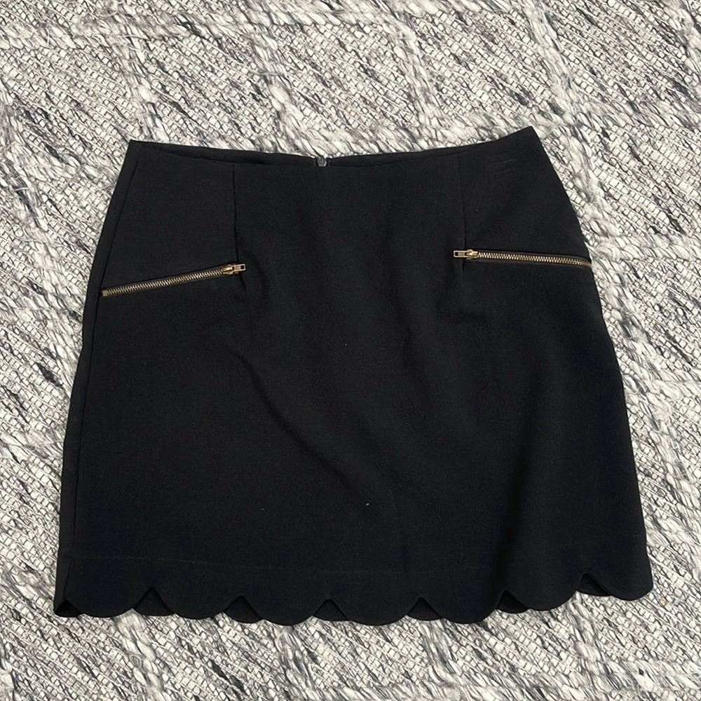 Monteau Black Mini Skirt with Gold Zippers